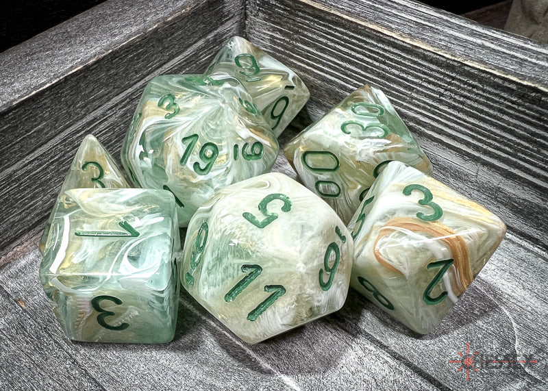 Marble Green/dark green Polyhedral 7-Dice Set