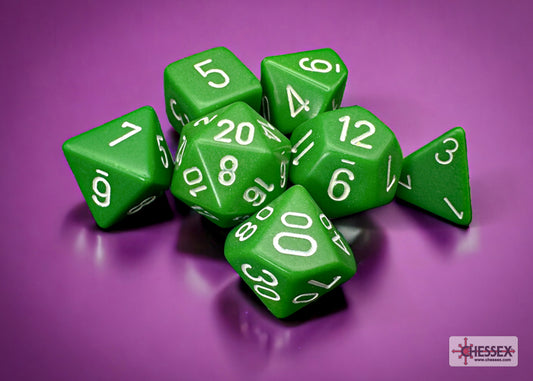 Opaque Green/white Polyhedral 7-Dice Set