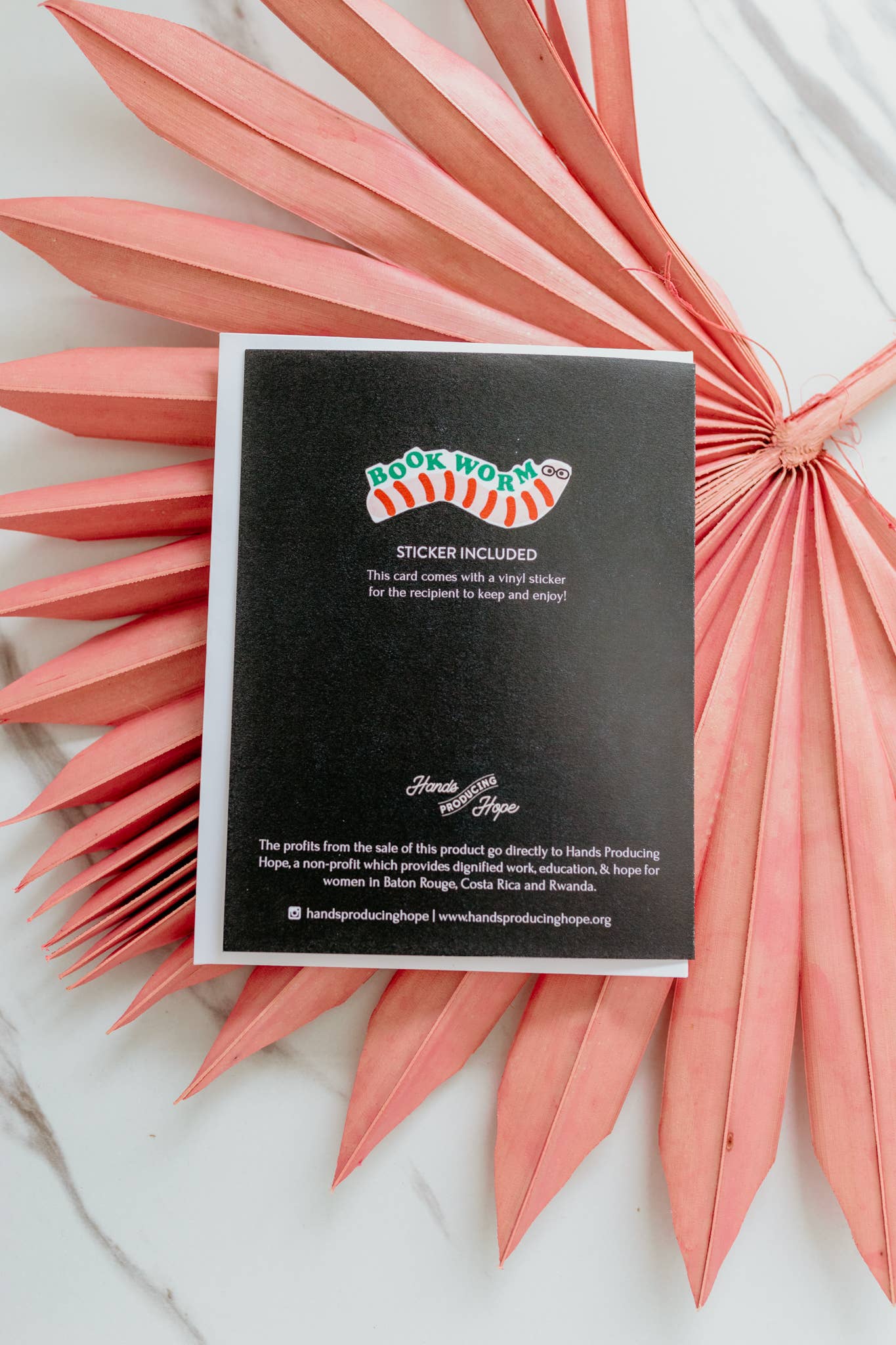 Hands Producing Hope - Bookworm Sticker Card