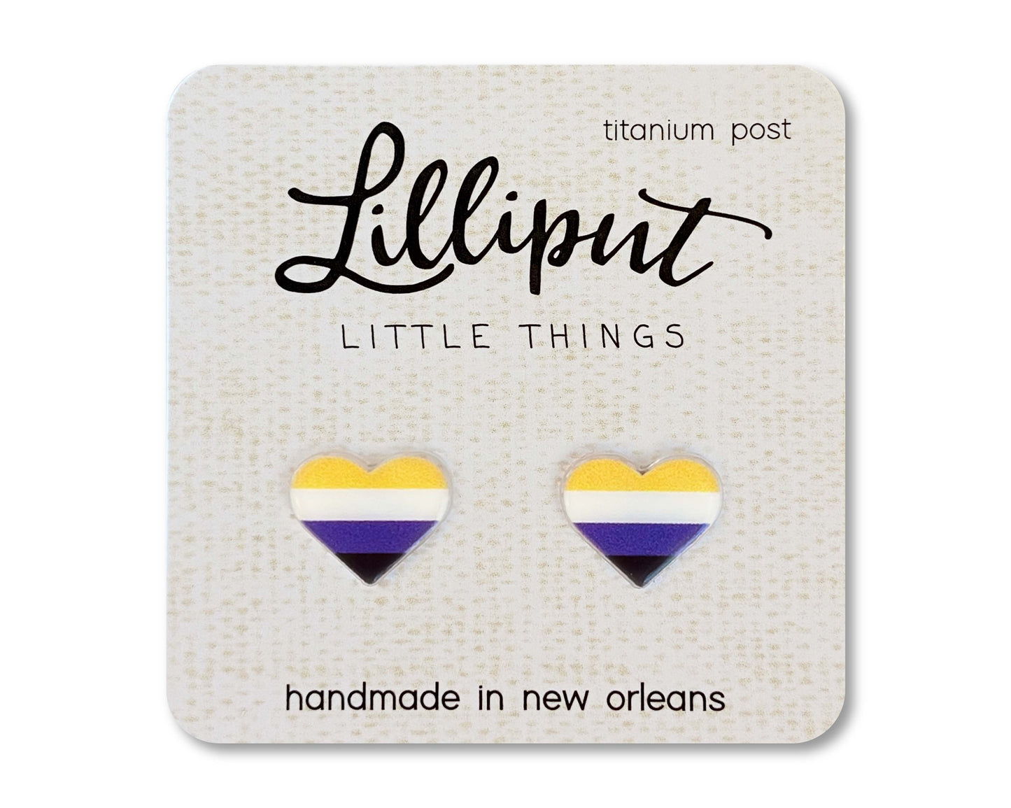 Lilliput Little Things - Pride Earrings // LGBTQ+ Pride Flag Earrings: Rainbow Heart Gay Pride
