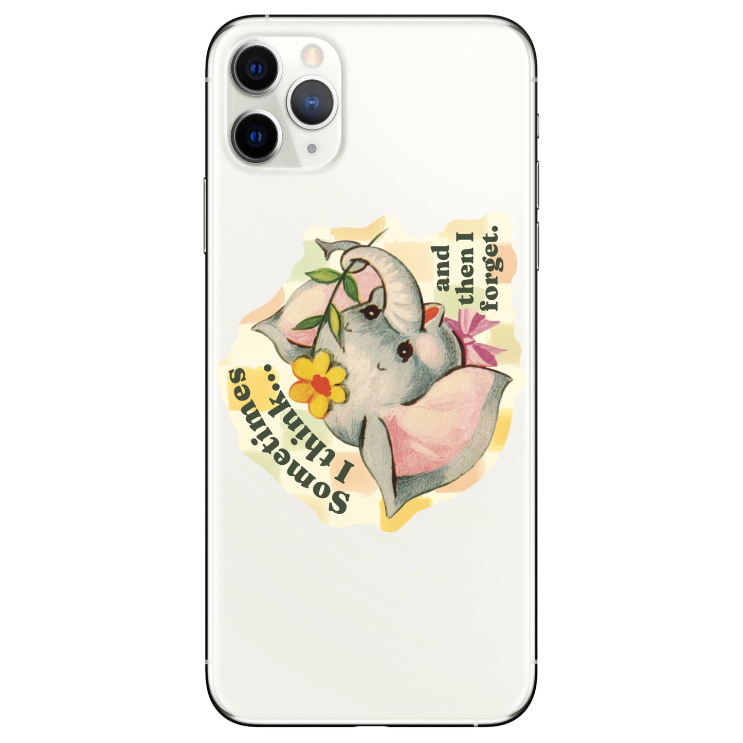 Juju and Moxie - I Think and Forget Elephant Funny High Quality Vinyl Sticker