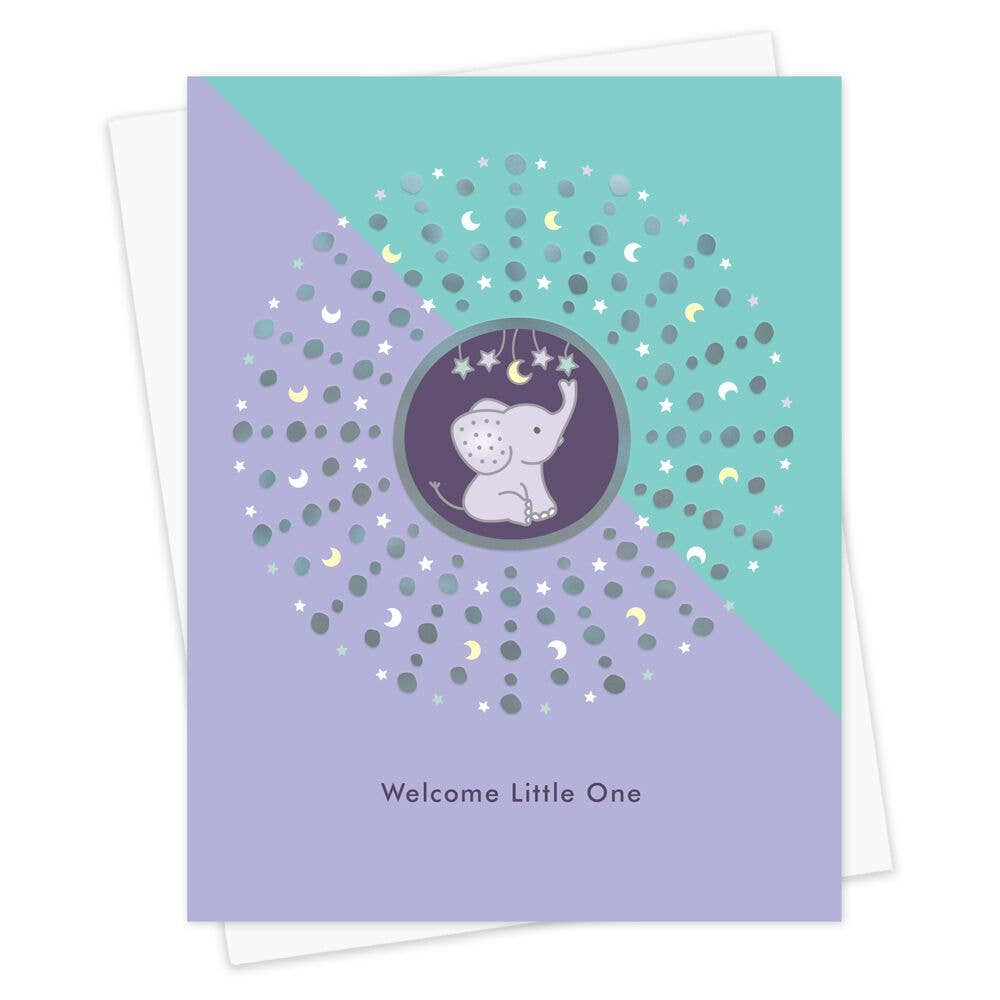 Night Owl Paper Goods - Baby Elephant Foil Stamped Baby Card