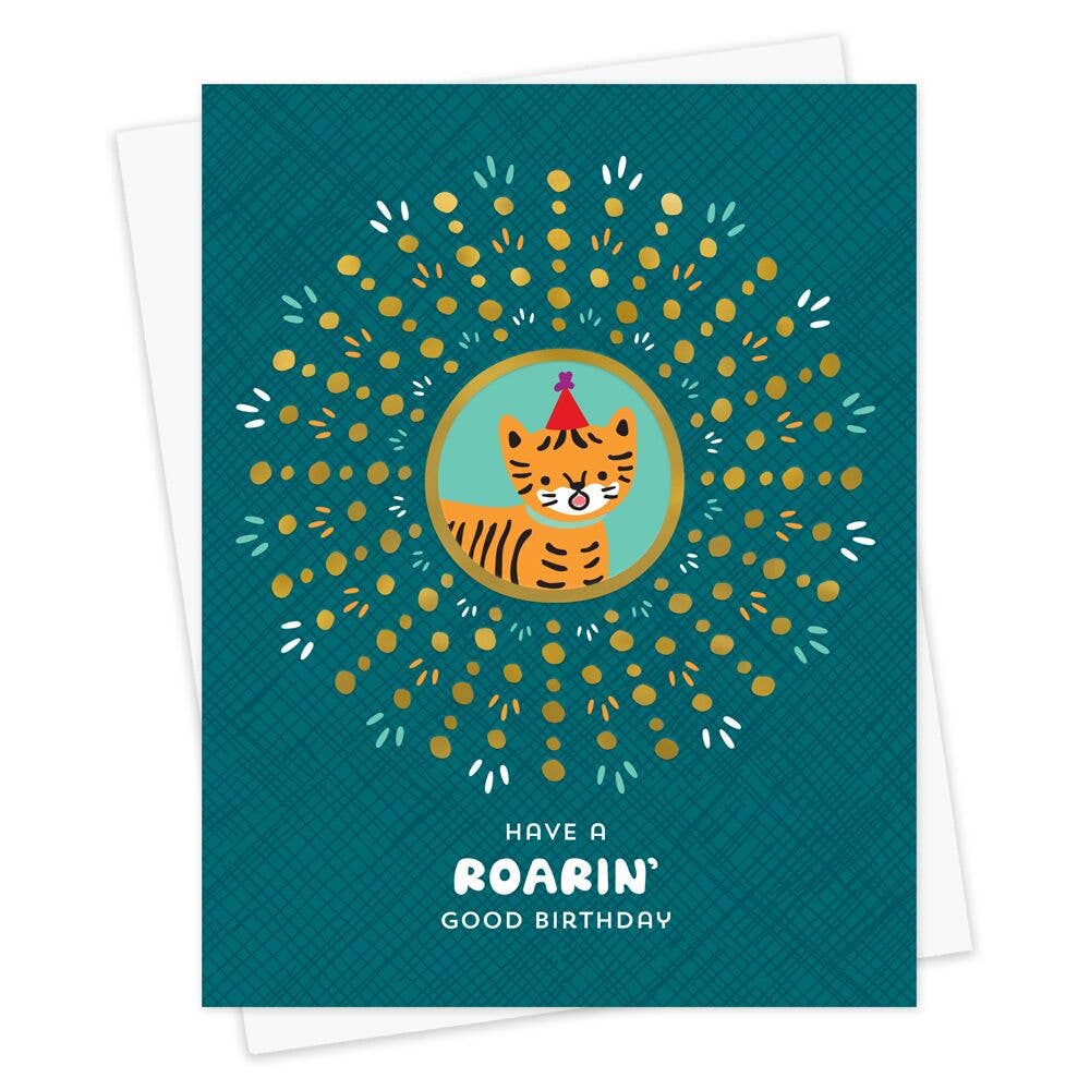 Night Owl Paper Goods - Roarin' Tiger Foil Stamped Birthday Card