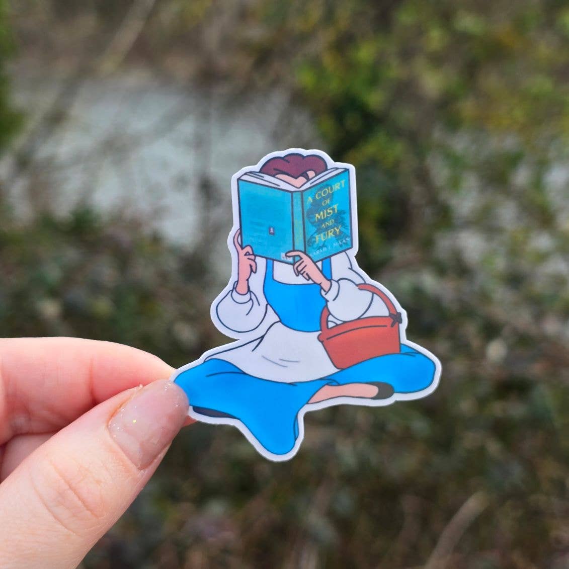 Awfullynerdy.co - Princess Reading A Court of Mist and Fury Sticker