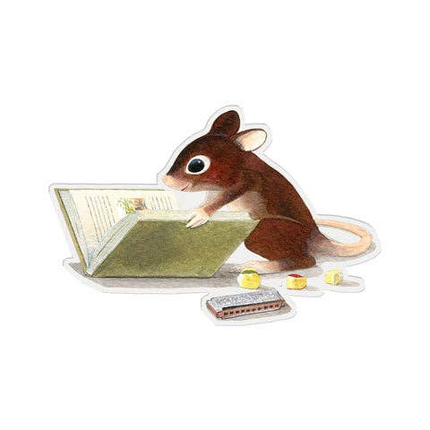 Felix Doolittle - Let's See - Vinyl Stickers - Mouse Reading: Let's See