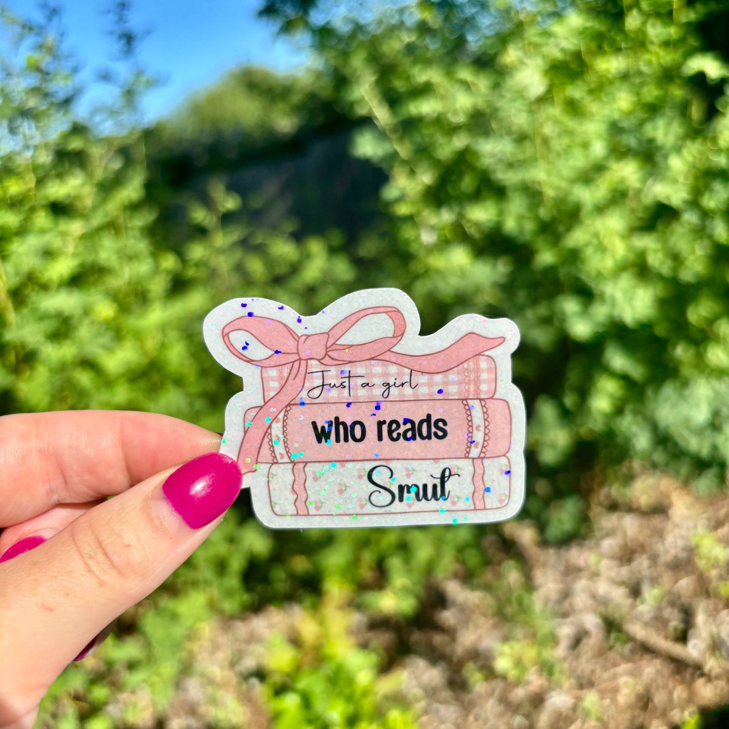 Awfullynerdy.co - Just a Girl Who Reads Smut Croquette Sparkle Sticker