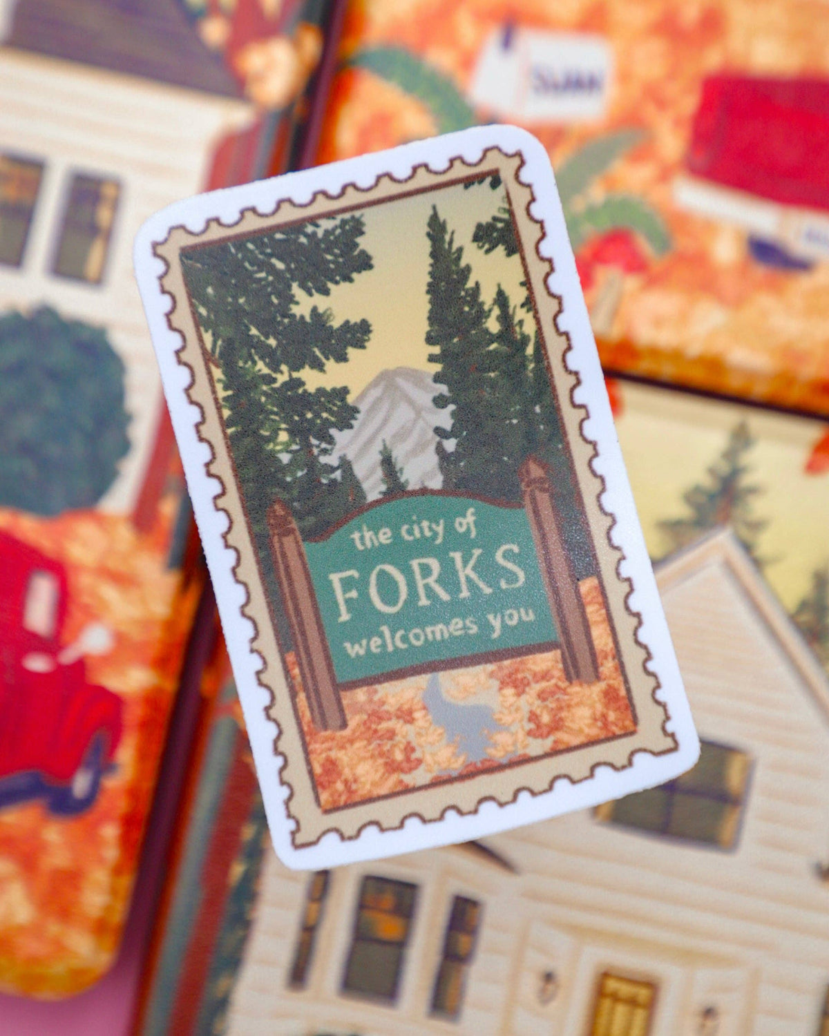 Furever Booked - Welcome to Forks Stamp Sticker
