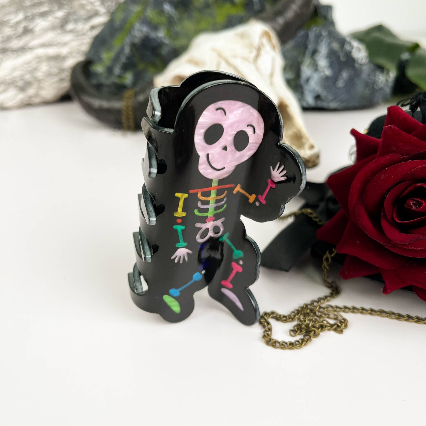 mildstyles - Halloween Black Skull Say Hi Hair Claw Clip: Black