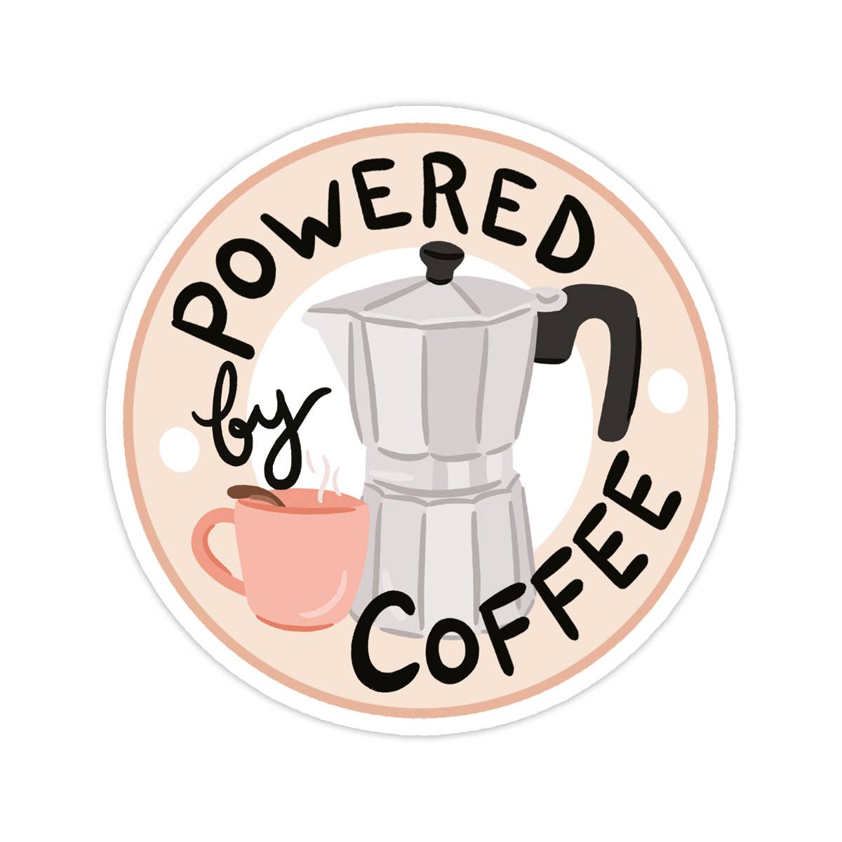 Bloomwolf Studio - Powered by Coffee Vinyl Sticker - Funny Gift, Back to School: No packaging - sent loose