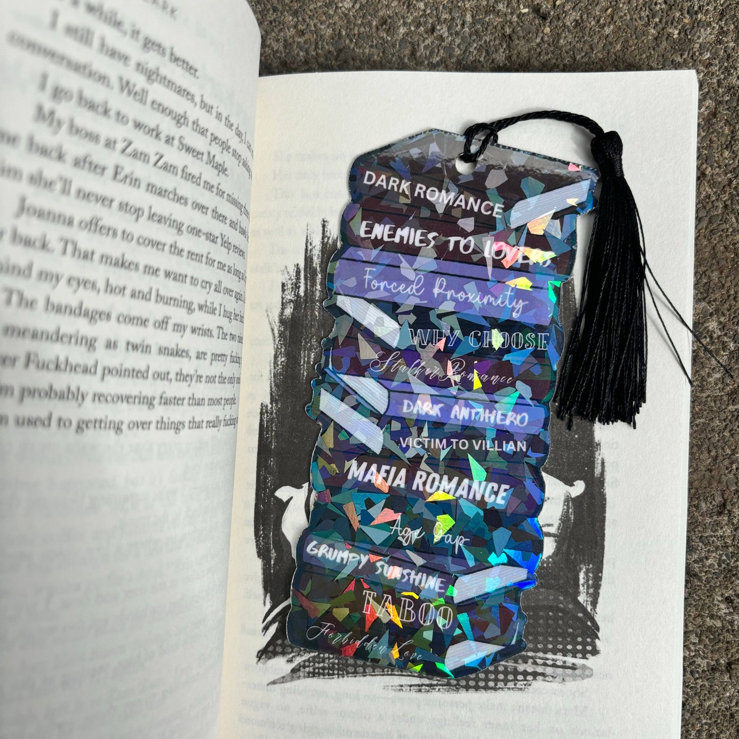 Awfullynerdy.co - Dark Romance Tropes Spicy Cardstock Bookmark: Add Tassel