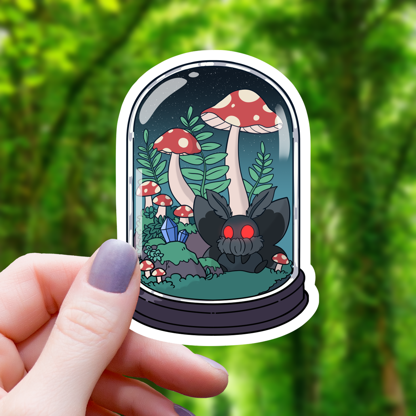 Mimic Gaming Co - Mothman Terrarium Mushroom Sticker - 3"