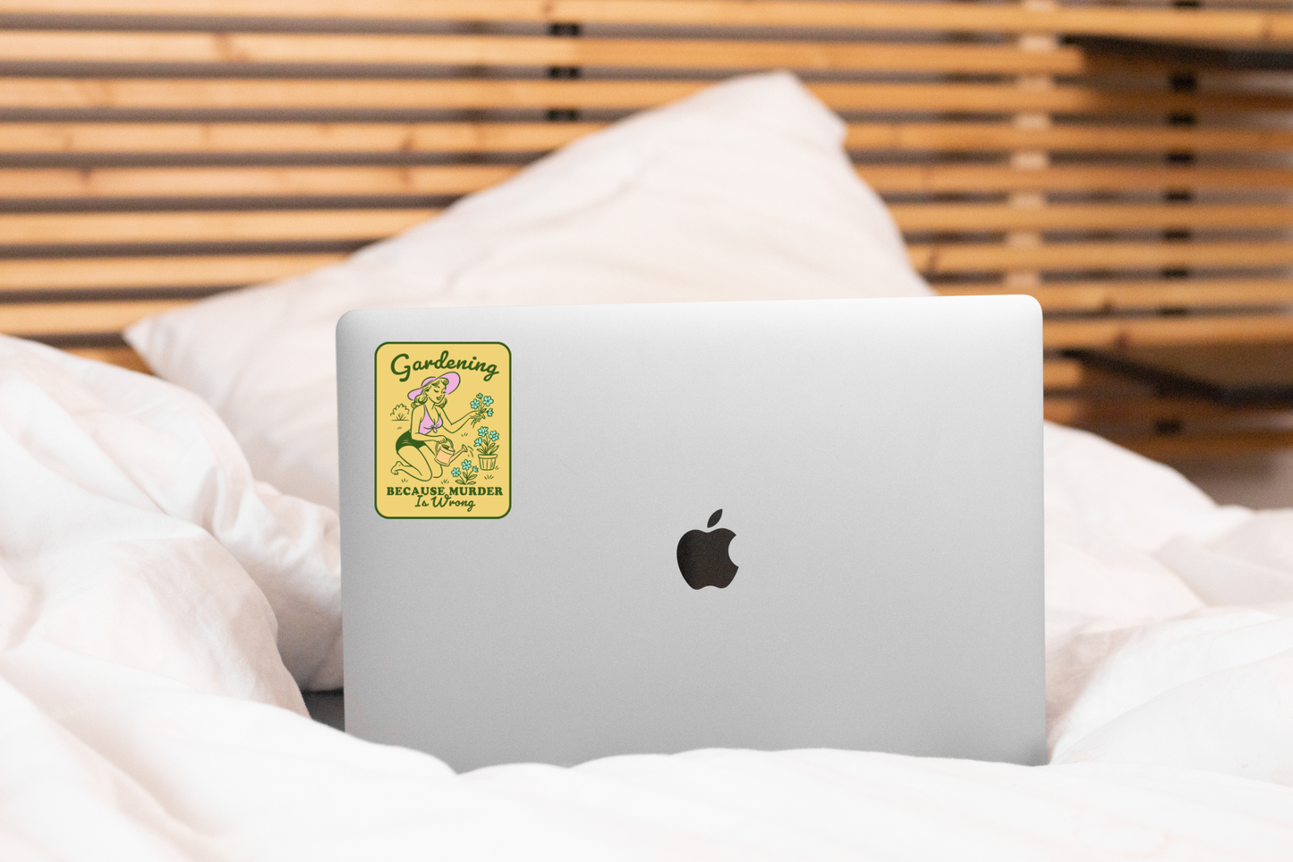 Yarnival - Gardening Because Murder Is Wrong Sticker - vintage, retro