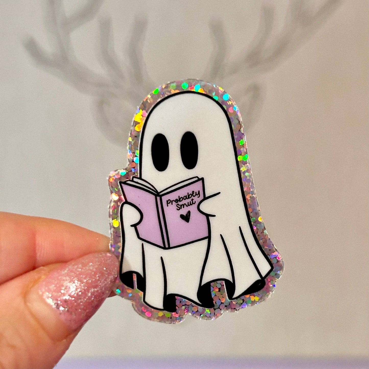 Awfullynerdy.co - Ghost Reading Probably Smut Glitter Sticker