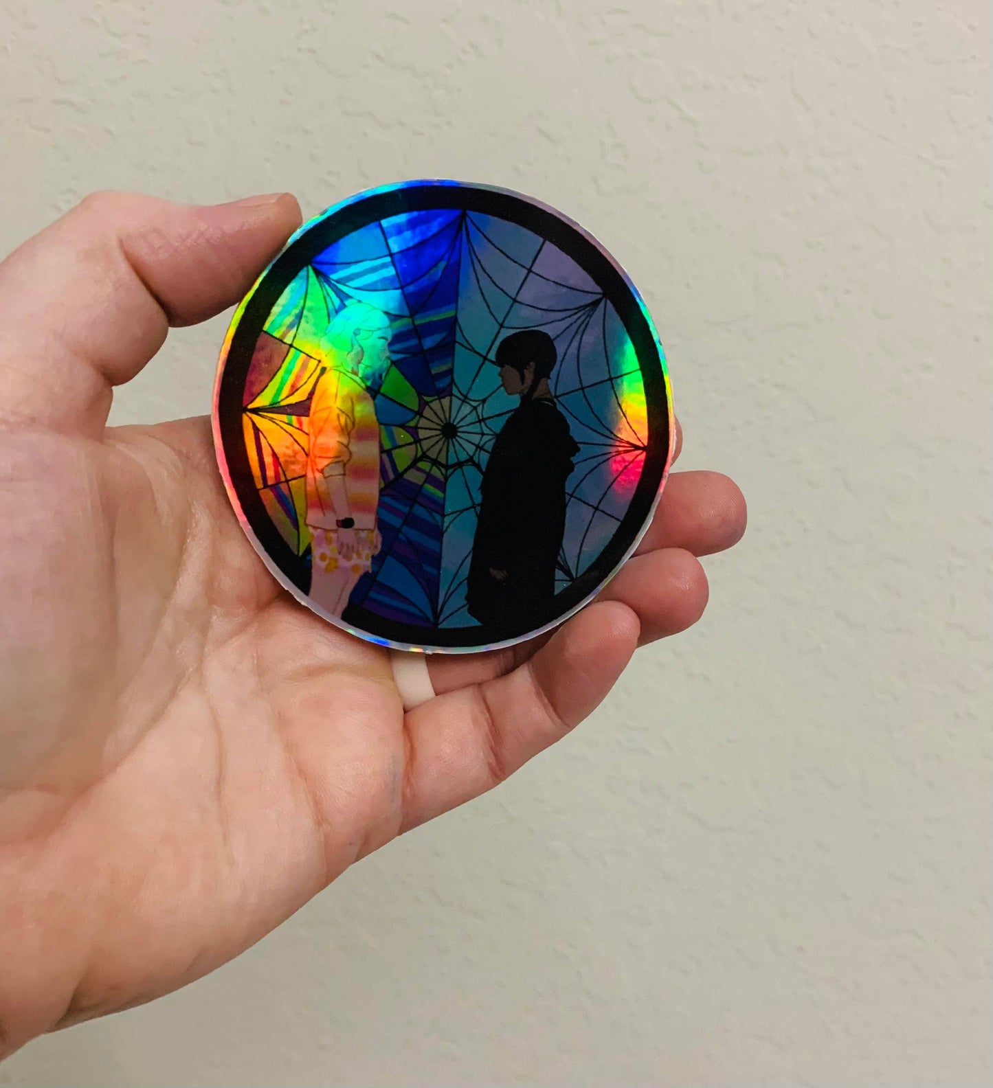 Oily Graphic Creations - Stained Glass-Wednesday Addams Sticker/Magnet: Matte Vinyl