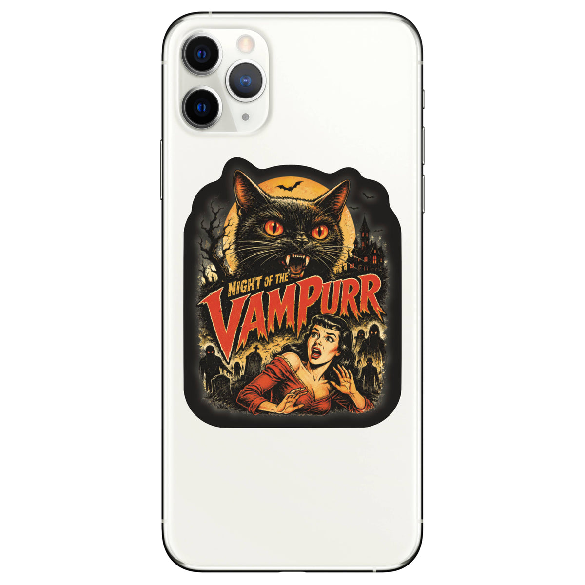 Juju and Moxie - Halloween Humor Vampurr Retro High Quality Vinyl Sticker