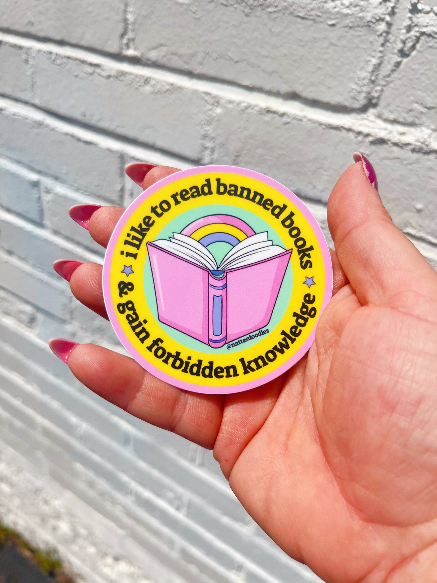 NatterDoodle - Read Banned Books, Gain Forbidden Knowledge Reading Sticker: Single