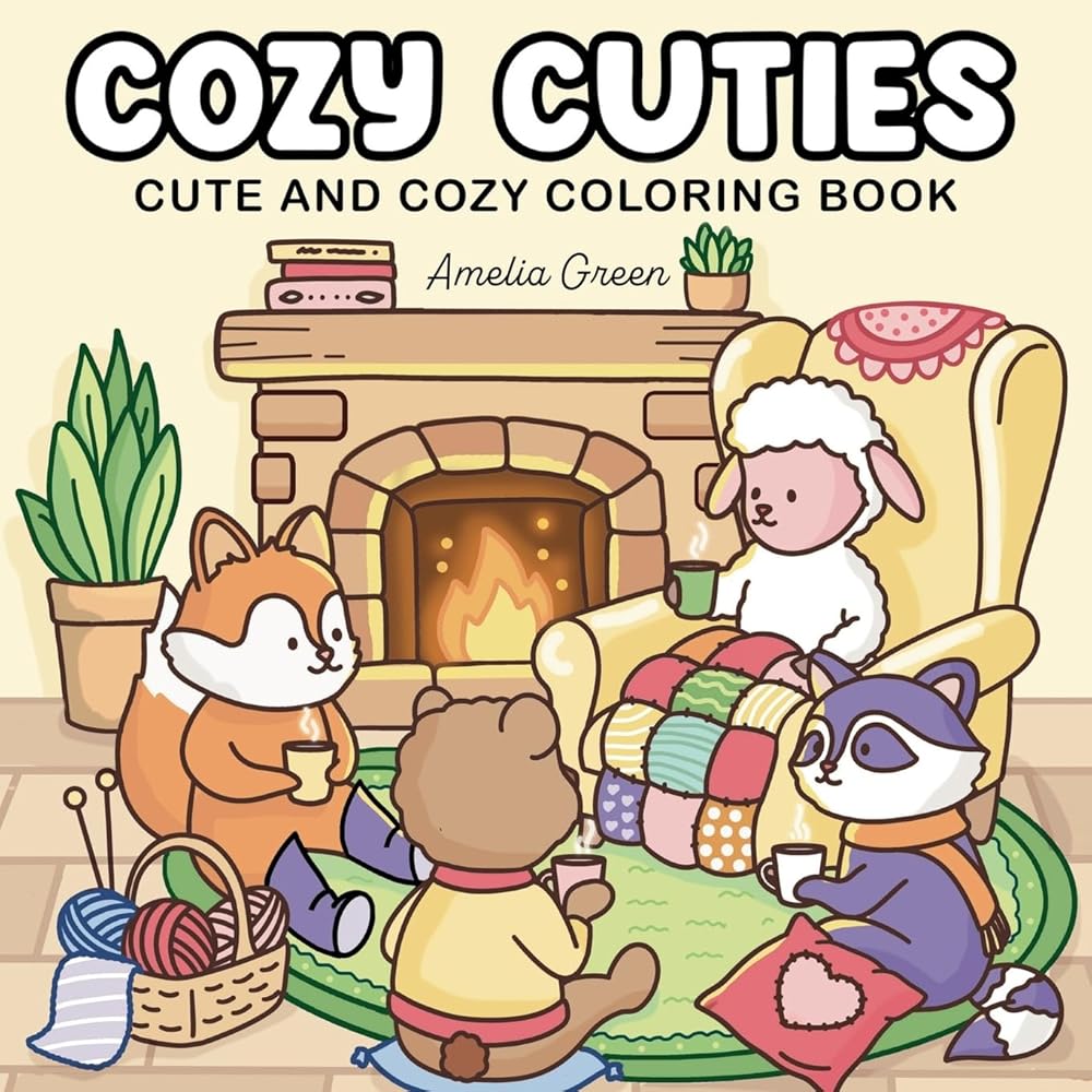 Cozy Cuties: Coloring Book for Adults and Teens Featuring Adorable Animal Characters, Relaxing Hygge Moments and Comfy Scenes cover image