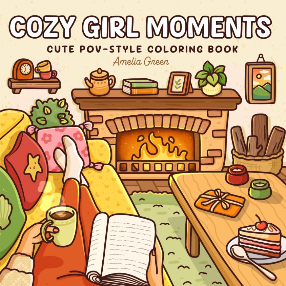 Cozy Girl Moments: Cute POV-Style Coloring Book for Adults and Teens Featuring Everyday Girly Activities for Relaxation cover image