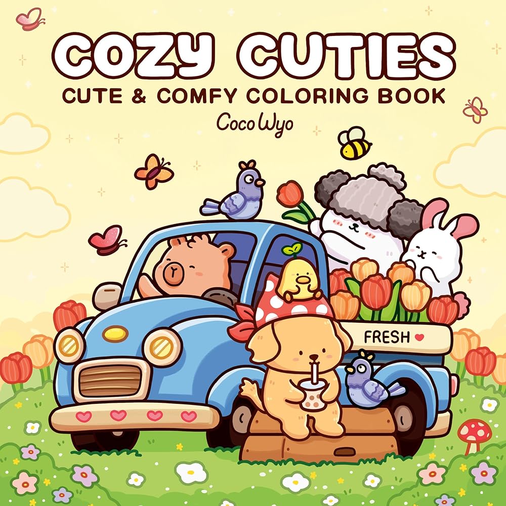 Cozy Cuties: Coloring Book for Adults and Kids (Cozy Spaces Coloring) cover image
