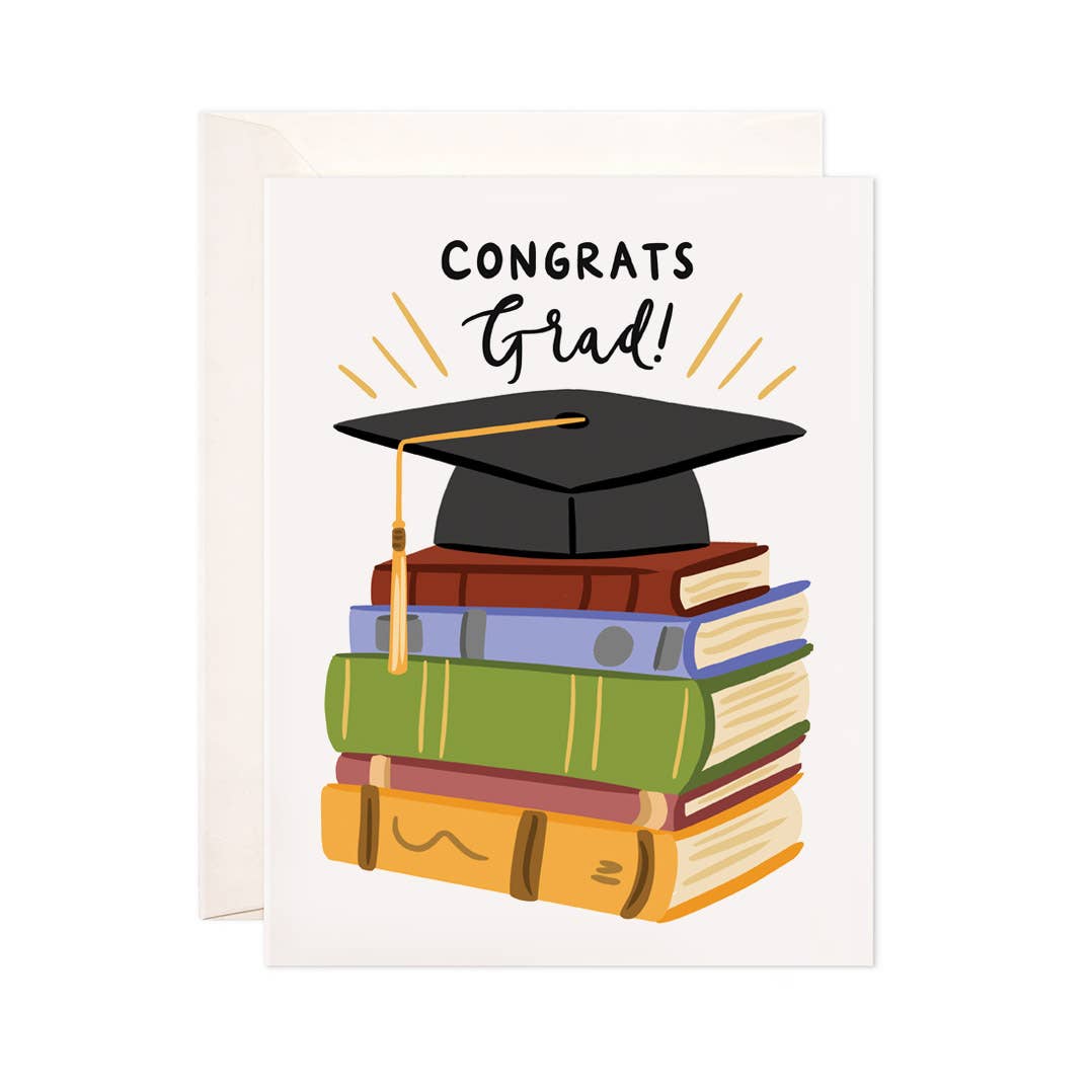 Bloomwolf Studio - Grad Books Greeting Card - Graduation Gift