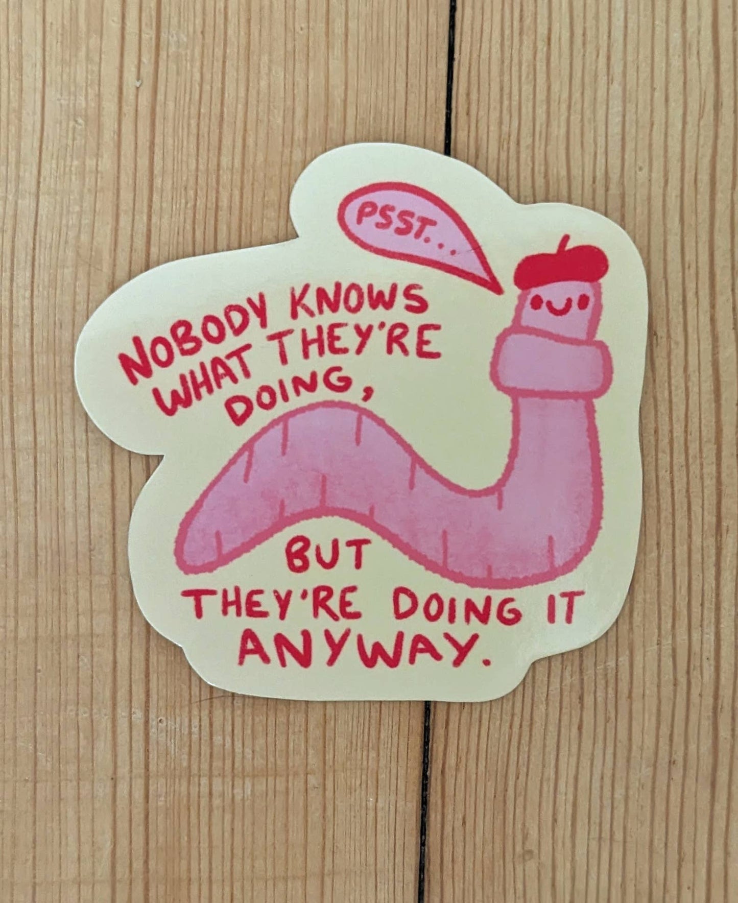 Sadsquatch - Wormy Advice - Cute Vinyl Sticker - Artist Crafter Maker