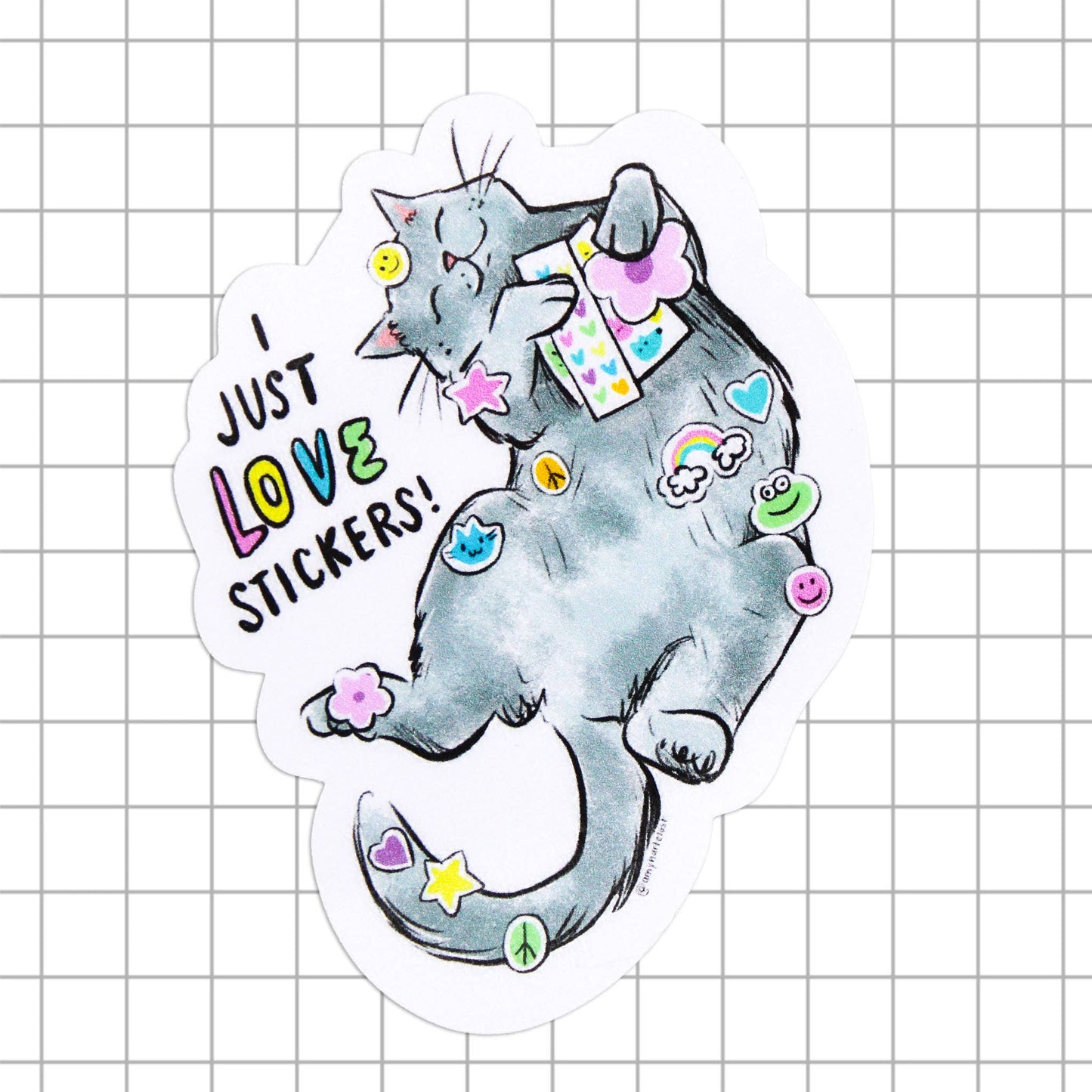Amy Hartelust Art and Illustration - Just Love Stickers Cat Vinyl Sticker