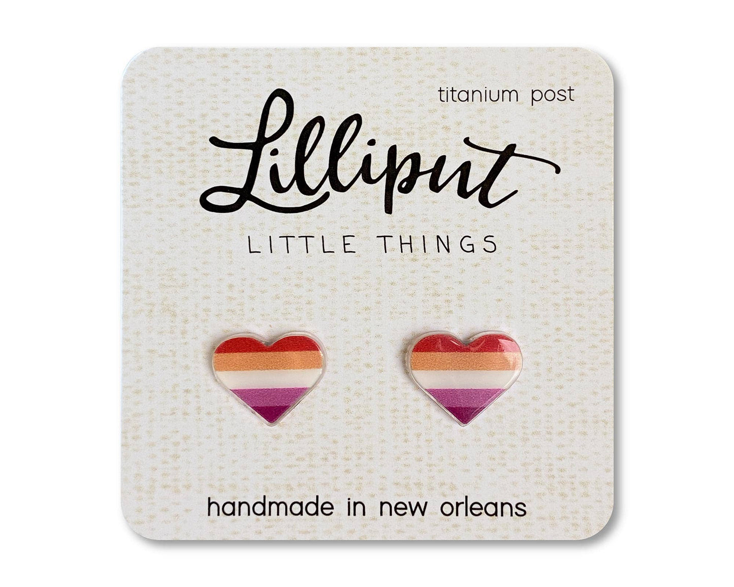 Lilliput Little Things - Pride Earrings // LGBTQ+ Pride Flag Earrings: Rainbow Heart Gay Pride