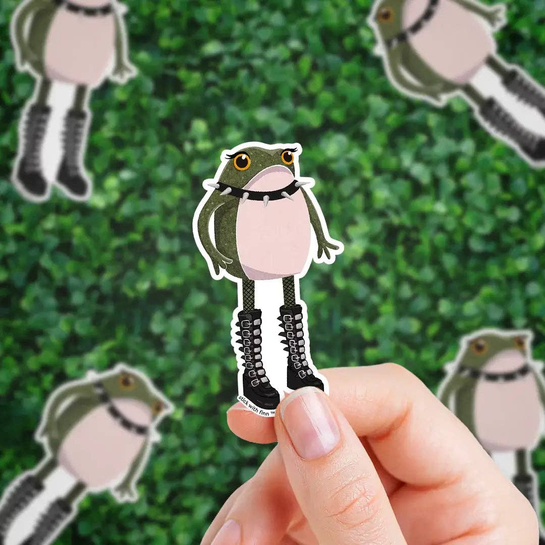 Stick With Finn - Goth Frogson Sticker: 1.5 x 2.8 in