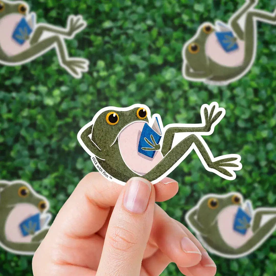 Stick With Finn - Unbothered Frogson Sticker: 2.8 x 1.5 in