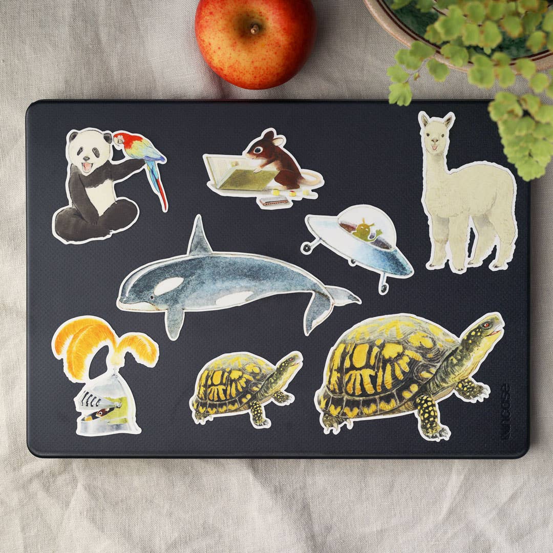 Felix Doolittle - Let's See - Vinyl Stickers - Mouse Reading: Let's See