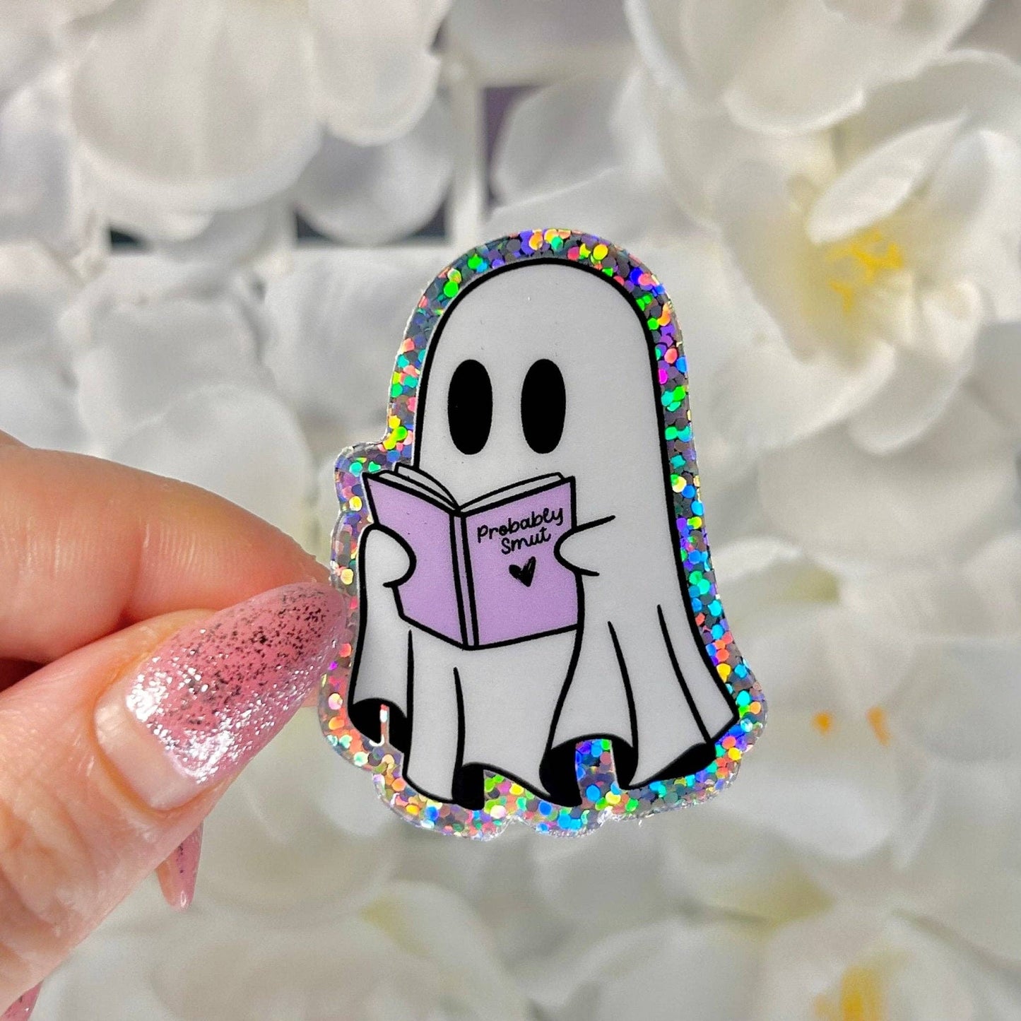 Awfullynerdy.co - Ghost Reading Probably Smut Glitter Sticker