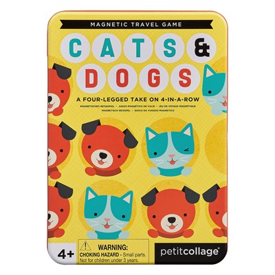 Cats + Dogs Four-In-A-Row Magnetic Travel Game