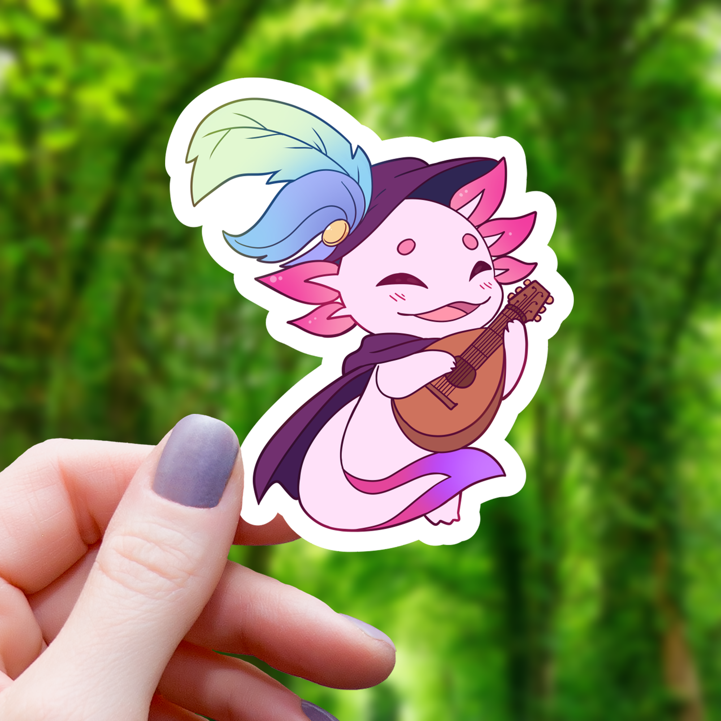 Mimic Gaming Co - Axolotl Bard RPG Inspired Class Sticker - 3"