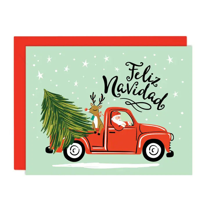 Felix Navidad Card Santa Truck Illustrated Card