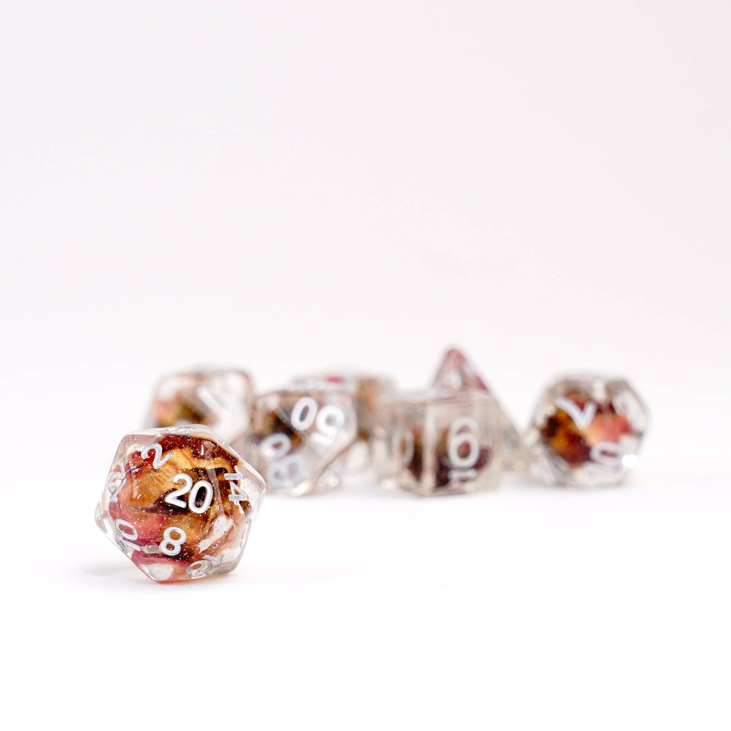 Rose Flower Dice Resin Polyhedral Dice Set