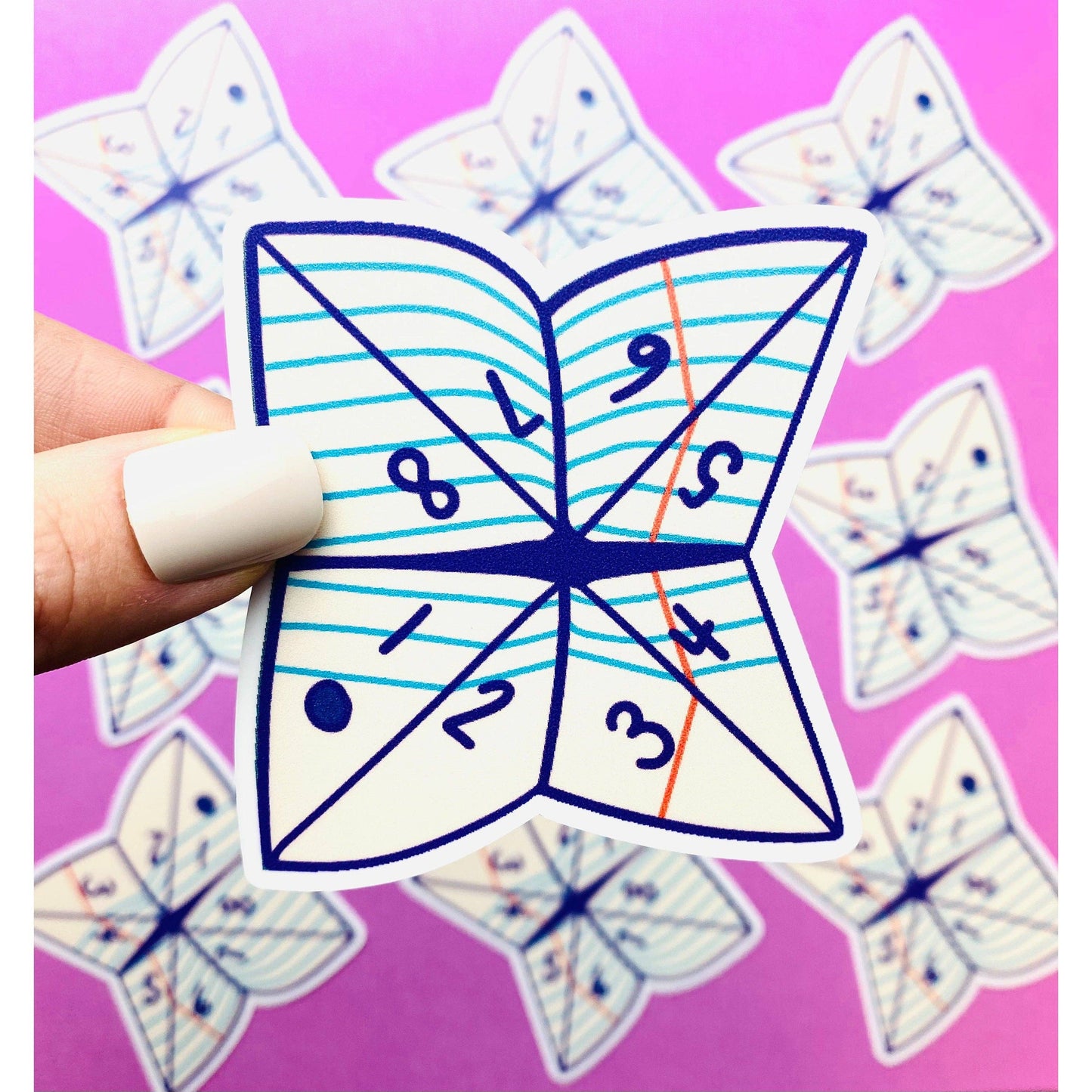 Otto's Grotto - 90s Paper Fortune Teller Sticker, 90s Sticker Chatterbox, Nineties Paper Game Sticker, Cootie Catcher 90s Sticker Teen Game, Oragami Game