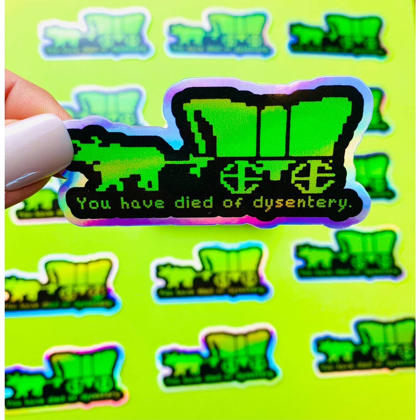 Oregon Trail Sticker HOLOGRAPHIC Eighties Sticker 1980s