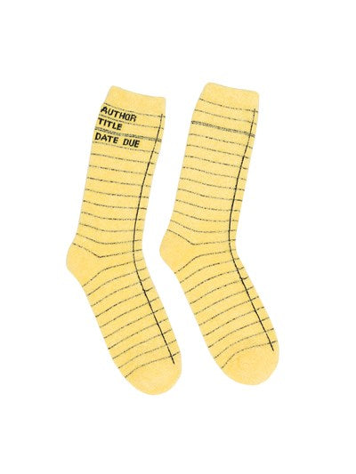 Library Card Yellow Cozy Socks - Large