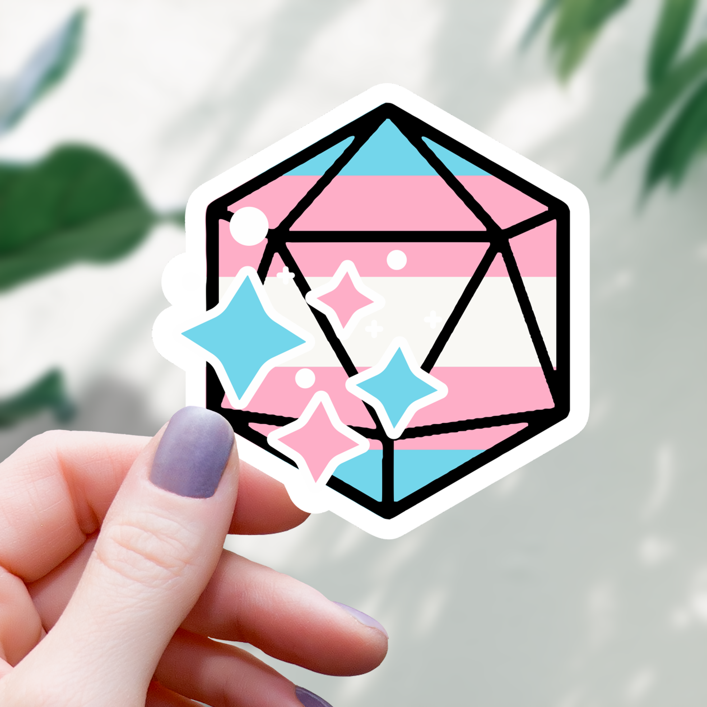 Mimic Gaming Co - Trans Pride Polyhedral D20 Sticker - 3"