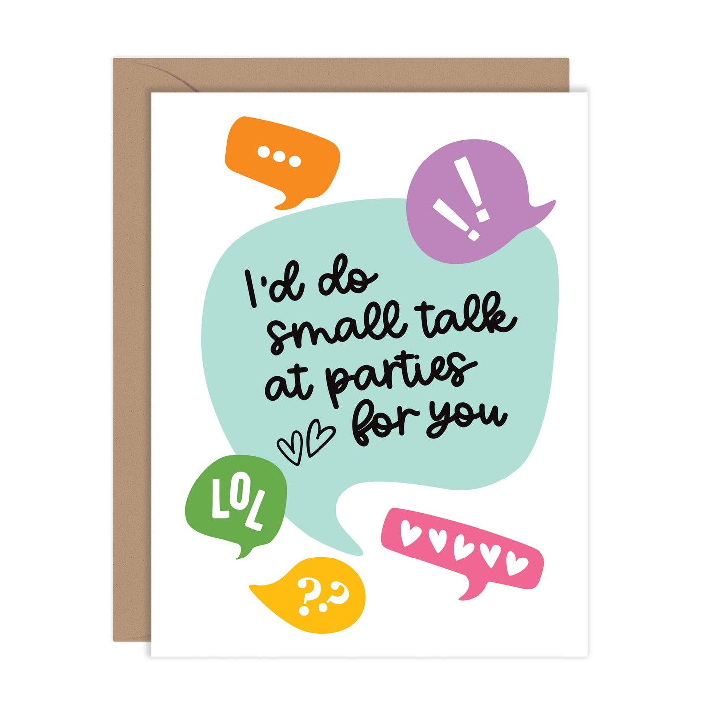 Lucy Loves Paper - Small Talk At Parties For You - love card for introverts