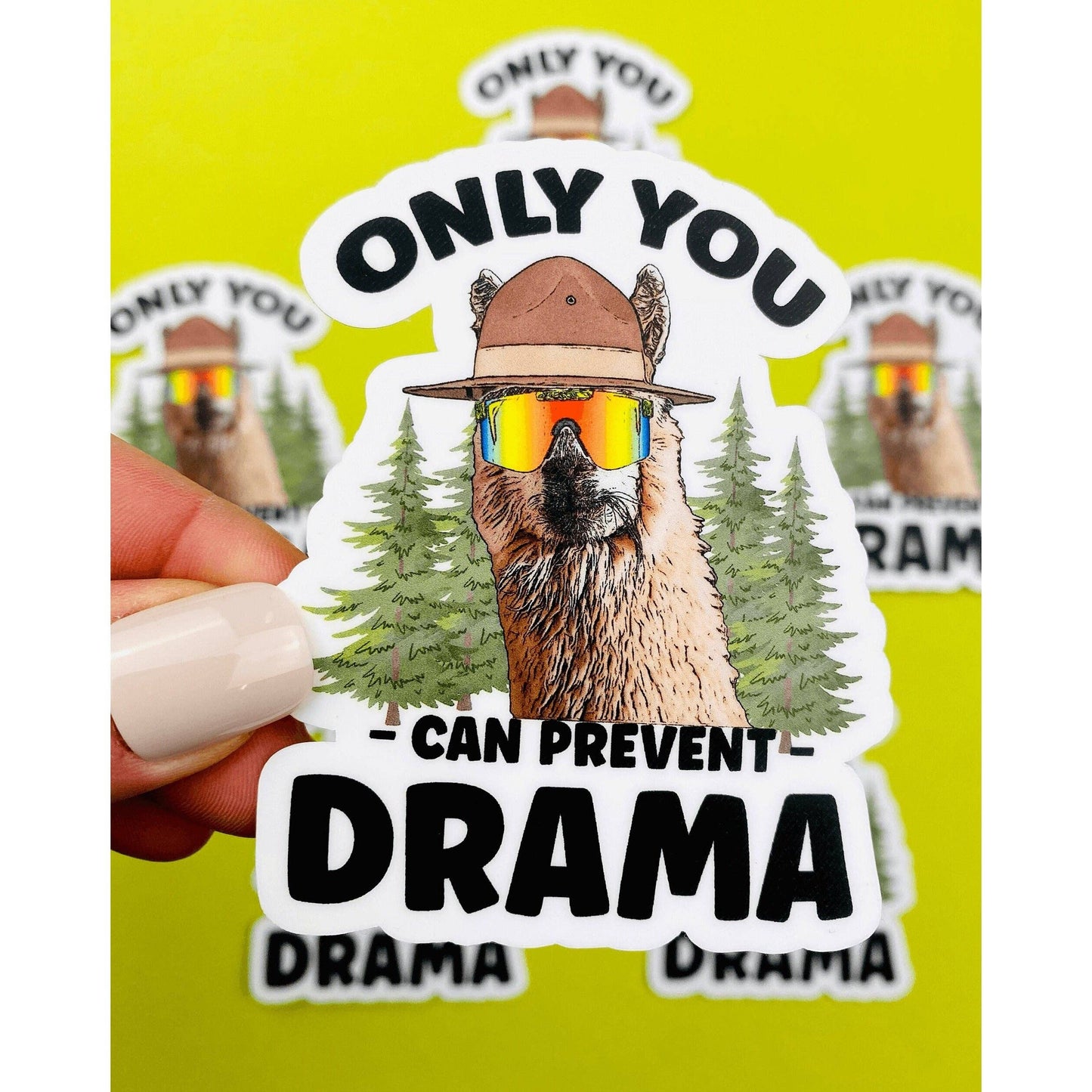 Otto's Grotto - Llama Drama Sticker Only You Can Prevent Drama Sticker for Office Politics Sticker for School No Llama Drama Stickers