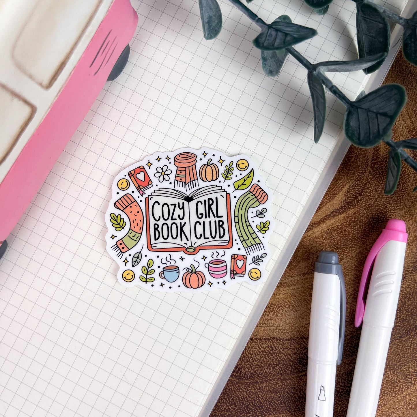 Cozy Reads Shop - Cozy Girl Book Club Waterproof Matte Sticker