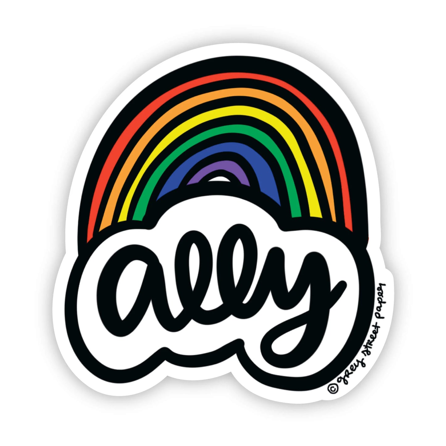 LGBTQ Ally Rainbow Sticker 3"