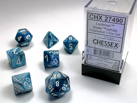 Lustrous Slate/white Polyhedral 7-Dice Set