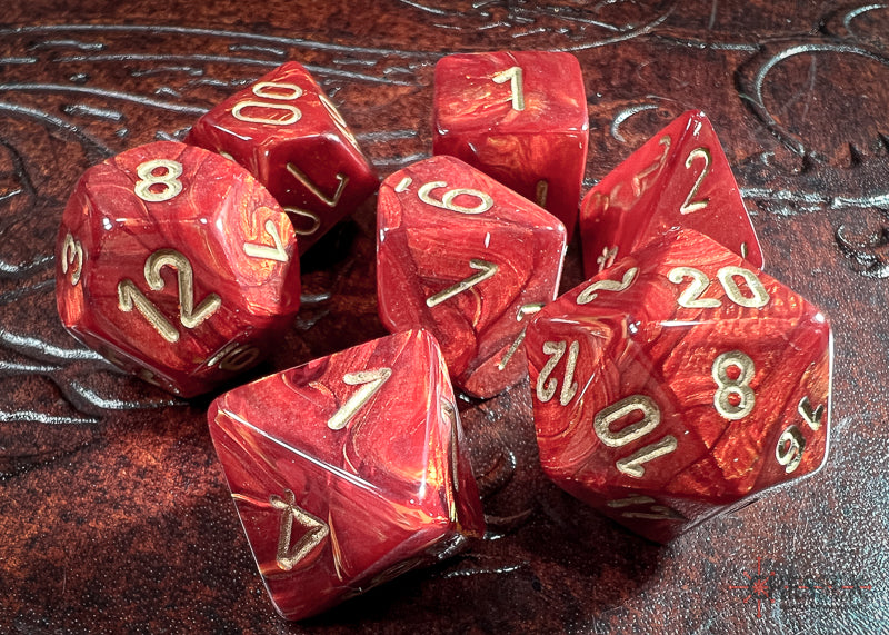 Scarab Scarlet/gold Polyhedral 7-Dice Set