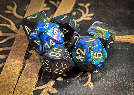 Lustrous Shadow/gold Polyhedral 7-Dice Set