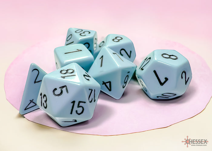 Opaque Pastel Blue/black Polyhedral 7-Dice Set