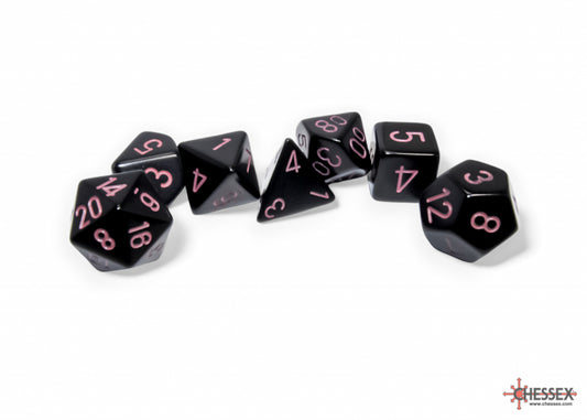 Opaque Black/pink Polyhedral 7-Dice Set