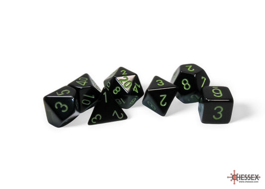 Opaque Black/green Polyhedral 7-Dice Set