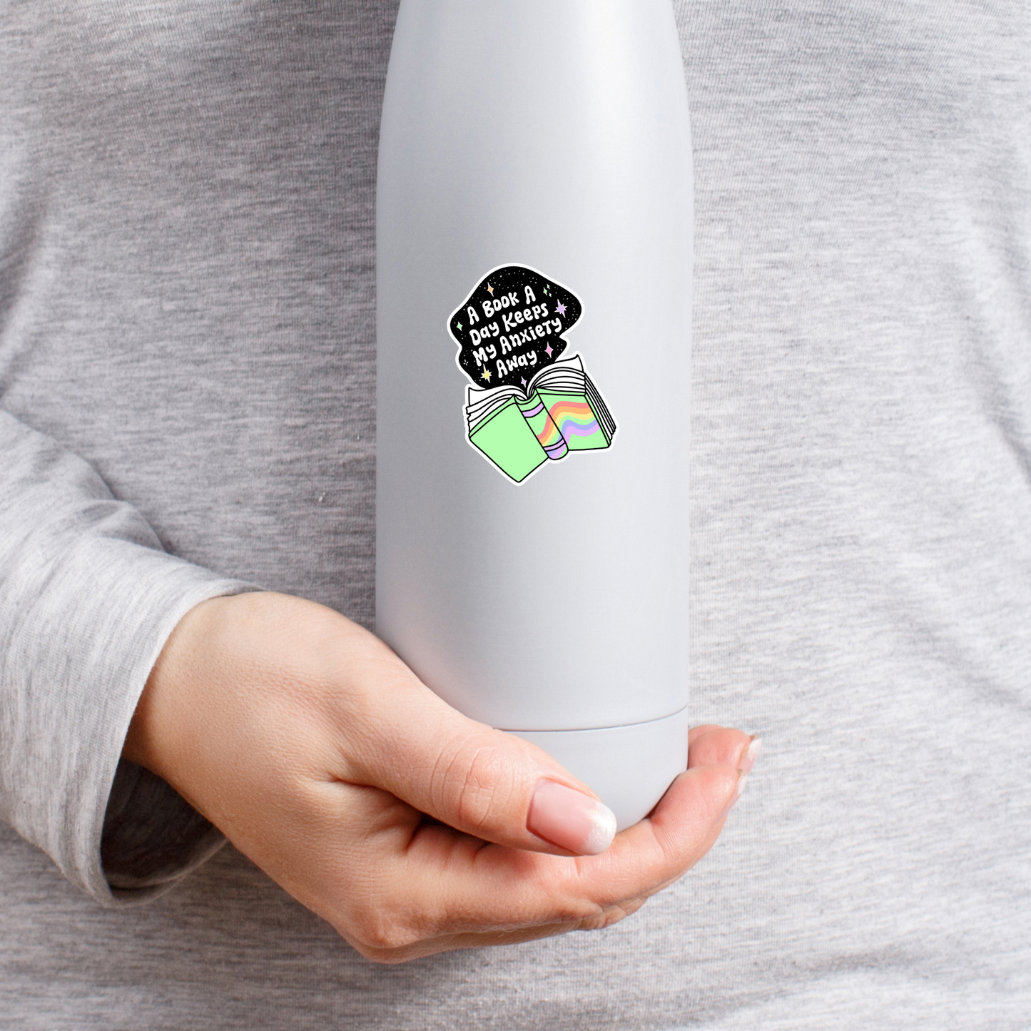 Book Lover Merch Shop - A Book A Day Keeps My Anxiety Away Stickers / Trendy Reading: Matte 3''
